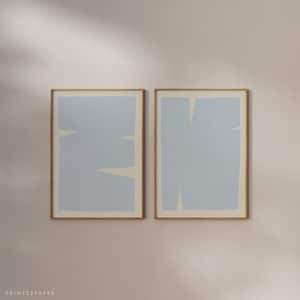Conjunto de impressão contemporânea de 2, tons de azul, arte de parede imprimível, formas abstratas modernas, decoração escandinava por Prints2paper