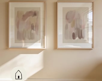 Print Set Of 2 | Gallery wall | Neutral Abstract Wall Art (Digital Download)