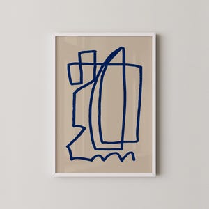 Modern art Line Art Drawing Navy Wall Art Minimalist Abstract Print DIGITAL Download Prints2paper