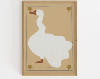 Goose kids print | Hand drawn poster | Nursery art | Printable human made art by Paperhus