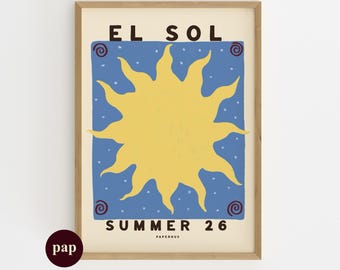 El Sol Summer Sun Print, Original Handmade Art (Digital Download)