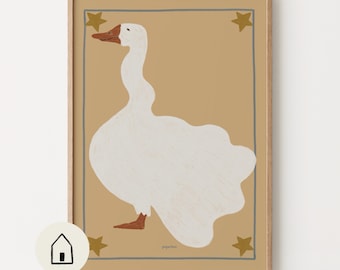Goose kids print | Hand drawn poster | Nursery art | Printable human made art by Paperhus