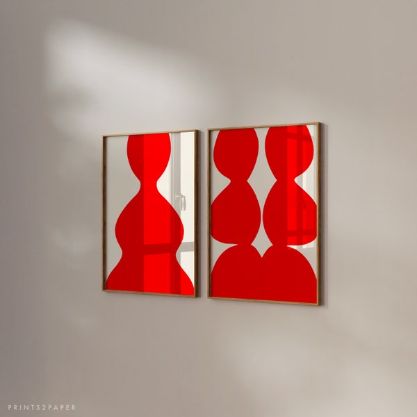 Red Abstract Art Etsy