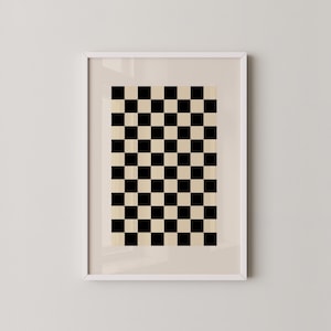 Black and Beige Checkered Wall Art | Minimalist Printable Decor | Checkered Prints | Checkers Wall Art | Prints2paper