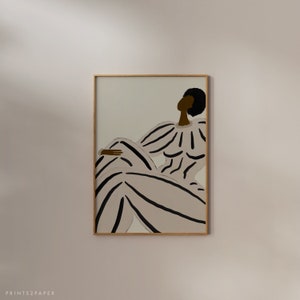 Abstract People Art, Mid Century Art, Modern Abstract Art, Abstract Wall Art, Minimalist Print, Living Room Art, Female Figure Wall Decor