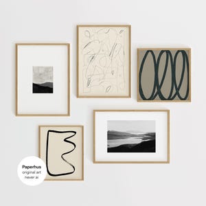 Neutral Abstract Gallery Wall Art Set, Minimalist Prints (Digital Download) image 1