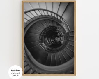 Original photography Print | Spiral Staircase Poster | Architecture Wall Art (Digital Download)