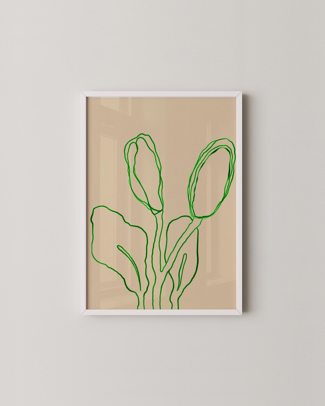Botanical Line Art Print | Minimalist Green Plant Drawing | Nature ...