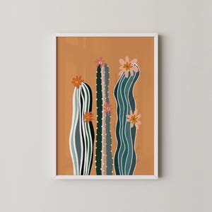 Kaktus Illustration Druck | Wüstenpflanze Kunst | Bunte botanische Wandkunst | Digitaler Download | Bunte Drucke