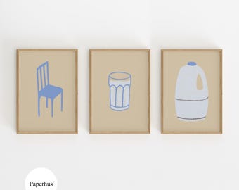 Print Set Of 3 | Handmade Posters |  Kitchen Gallery Wall Art  (Digital Download)