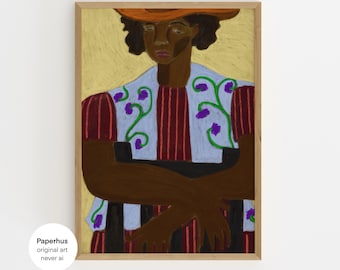 Nein Ai | Handgemachtes Poster | Cowgirl Druck | Dopamin Decor (Digitaler Download)