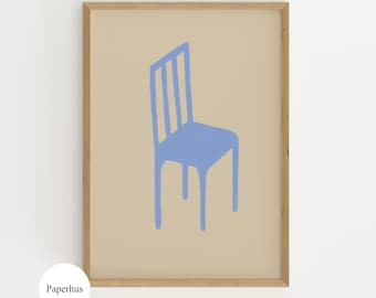 No Ai | Handmade Posters | Blue Chair Print  (Digital Download)