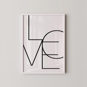 Love Typography Art Print | Minimalist Wall Decor | Black and White Printable Art | Modern Digital Wall Art | Contemporary Love Poster