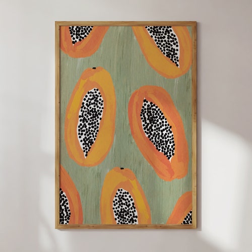 Papaya Print Papaya Kitchen Print Fruitwall Art Fruit Etsy