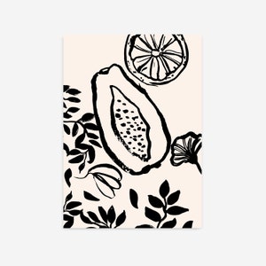 Papaya Print, Papaya kitchen Print, Fruit Wall Art, Fruit Poster, Kitchen Wall Art, Kitchen Decor, Printable Wall Art, Modern Art