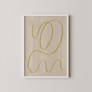 Senfgelbe abstrakte Linie Kunstdruck | Neutrale Ästhetik | Trendige Kunst - Exklusiv bei Prints2paper