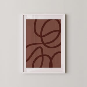 Abstrakter Kunstdruck Burgund | Minimalistische Linie Kunst | Erdige Ton-Wand-Dekor | Moderne Kunst | Drucke2Papier