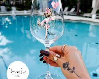 Personalised Birthday Wine Glass Gift for Her | 18th 21st 30th 40th 50th 60th Birthday Present