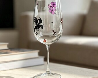 Fourth Wing Inspired Wine Glass | Fantasy Romance Book Lover Gift | Romantasy Wine Glass | Dragon Rider Gift | Bookish Gift