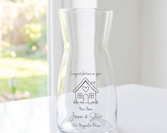 Personalised New Home Glass Vase – Custom Housewarming Address Keepsake