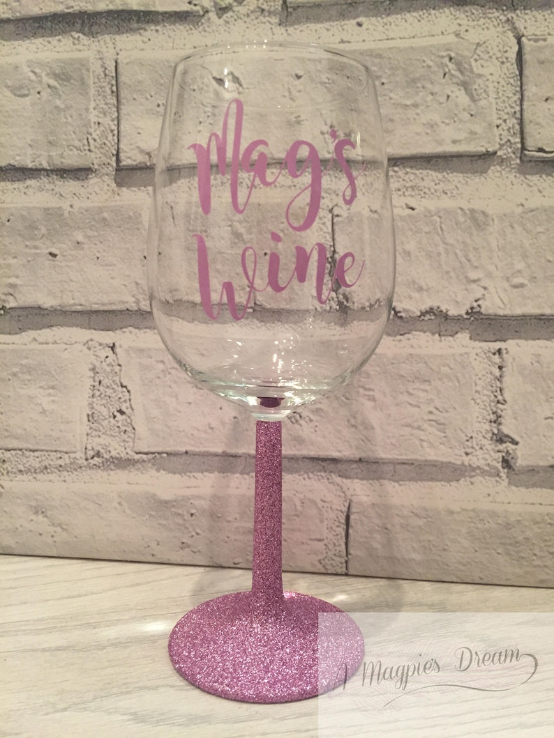 Personalised Glitter Wine Glass Etsy UK