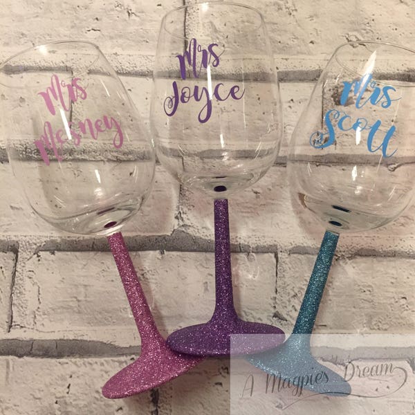Glitter Wine Glasses Etsy UK
