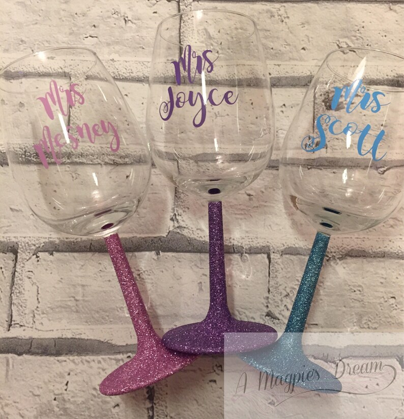 Personalised Glitter Wine Glass Etsy UK