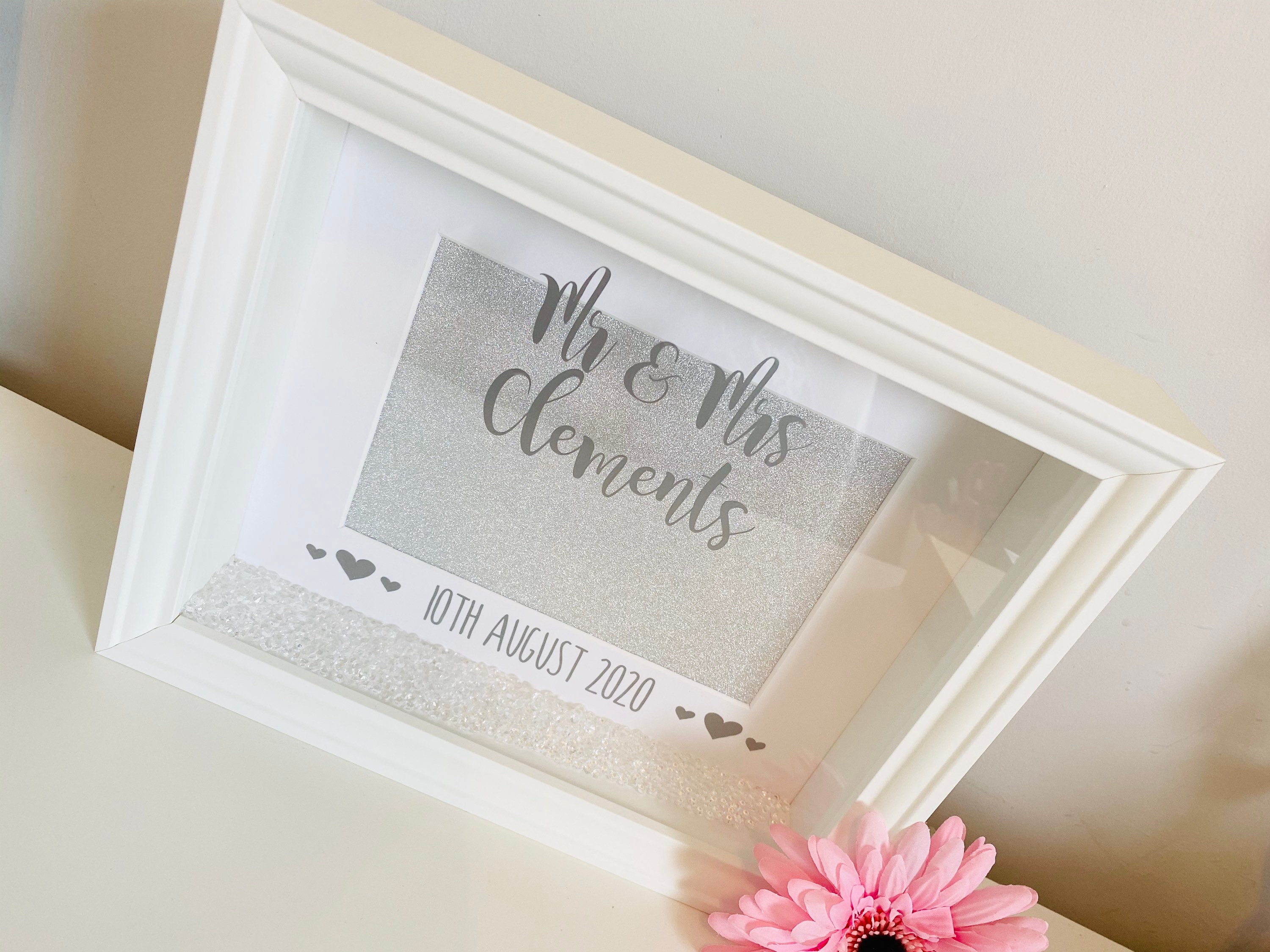 thumbnail image 2 of Personalised Mr & Mrs Crushed Crystals Wedding Day Photo Frame - 5x7 Inch - DI-9 Silver 2 of 5