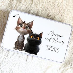 Personalised Cat Treat Tin, Storage Tin, Cat Lover Gift
