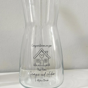Personalised New Home Glass Vase – Custom Housewarming Address Keepsake image 2