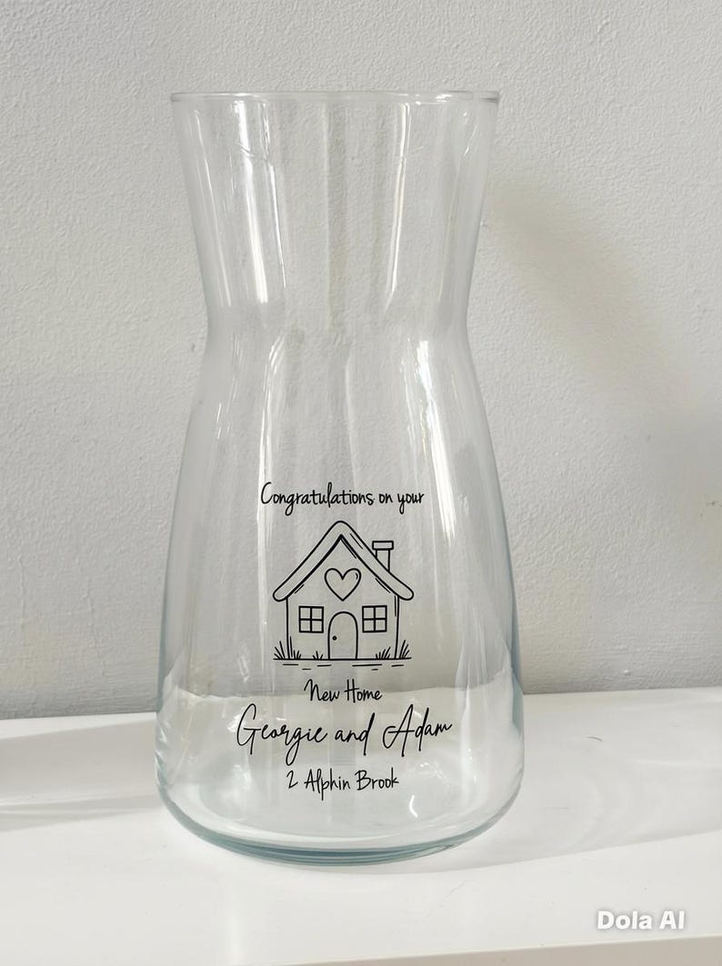 Personalised New Home Glass Vase – Custom Housewarming Address Keepsake image 2