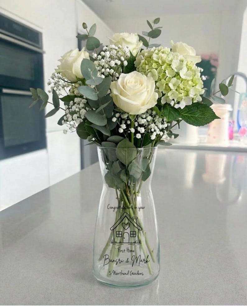 Personalised New Home Glass Vase – Custom Housewarming Address Keepsake image 3