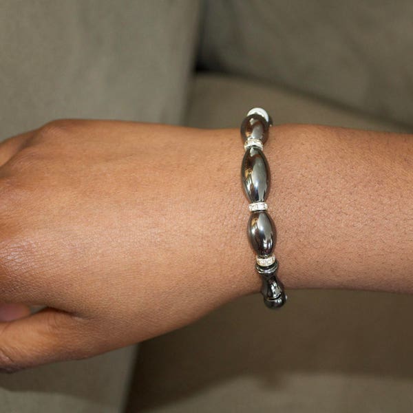 Hematite bracelet, black hematite bracelet, elastic bracelet, Swarovski bracelet, hematite elastic bracelet, hematite & Swarovski bracelet,