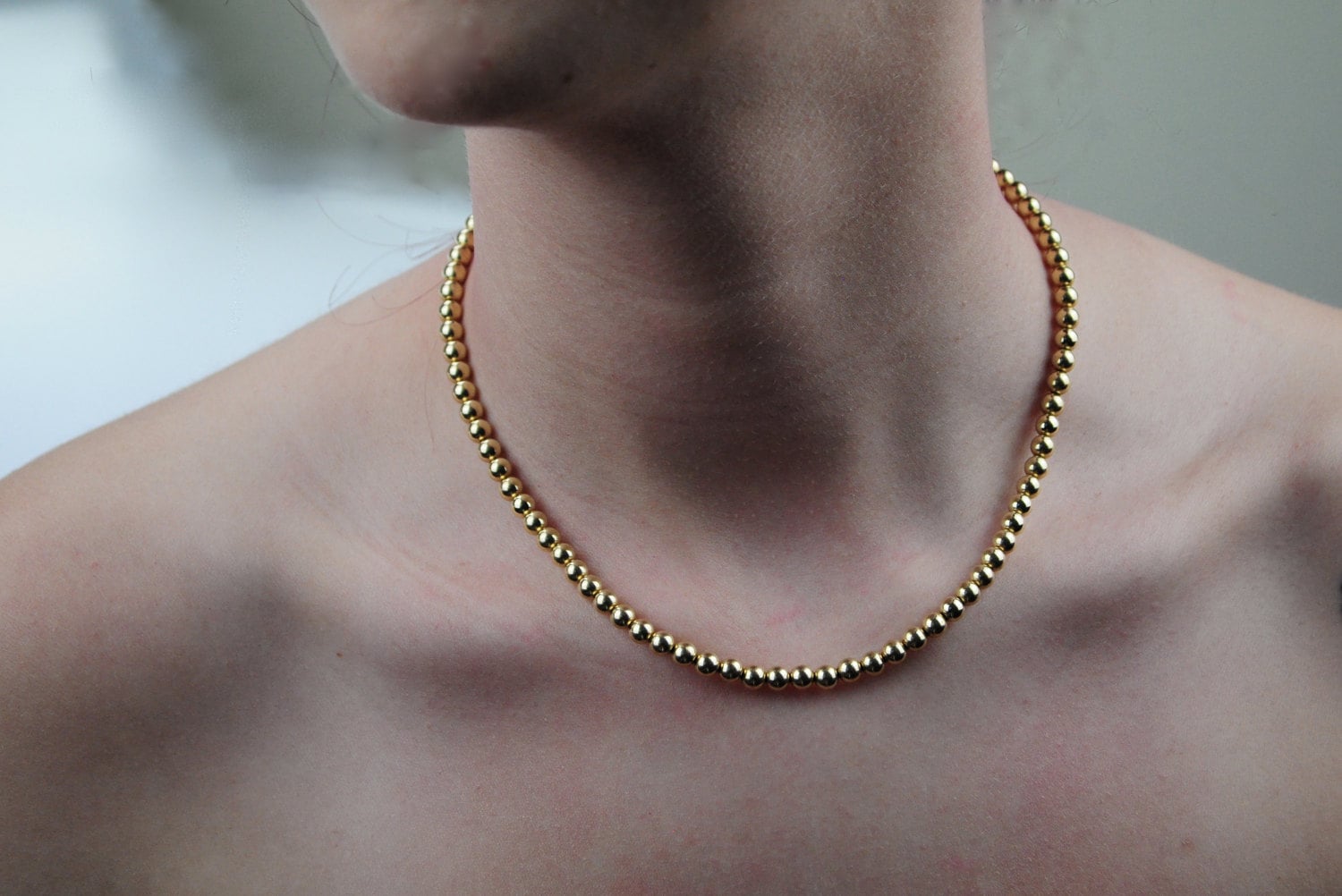 Gold Necklace, Gold Filled Necklace, 14k Gold Filled Bead Necklace