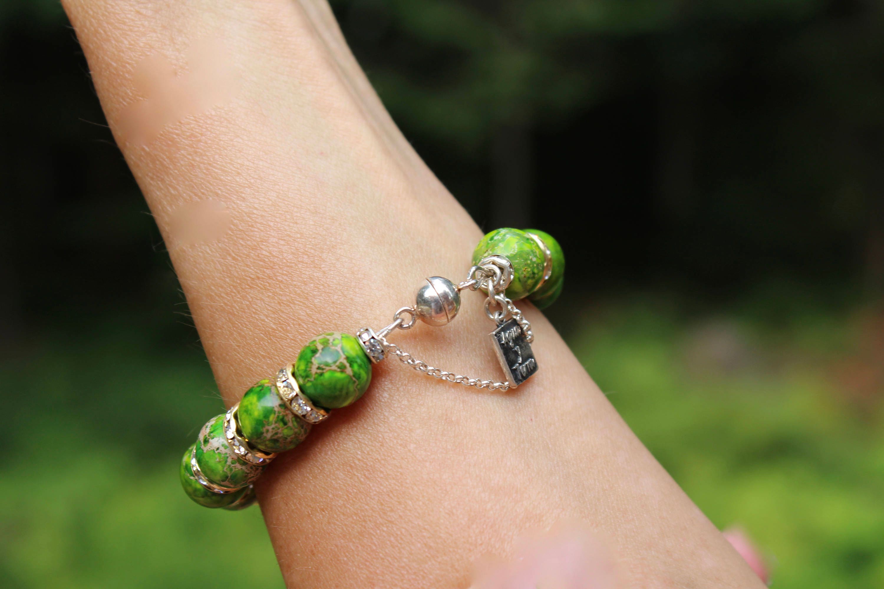 Green Jasper Bracelet, Green Imperial Jasper Bracelet, Jasper