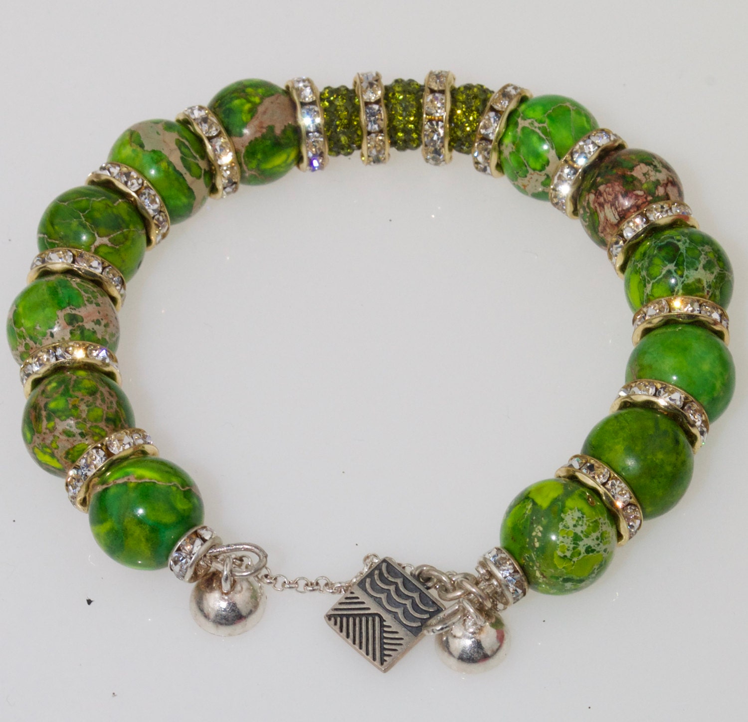 Green Jasper Bracelet, Green Imperial Jasper Bracelet, Jasper