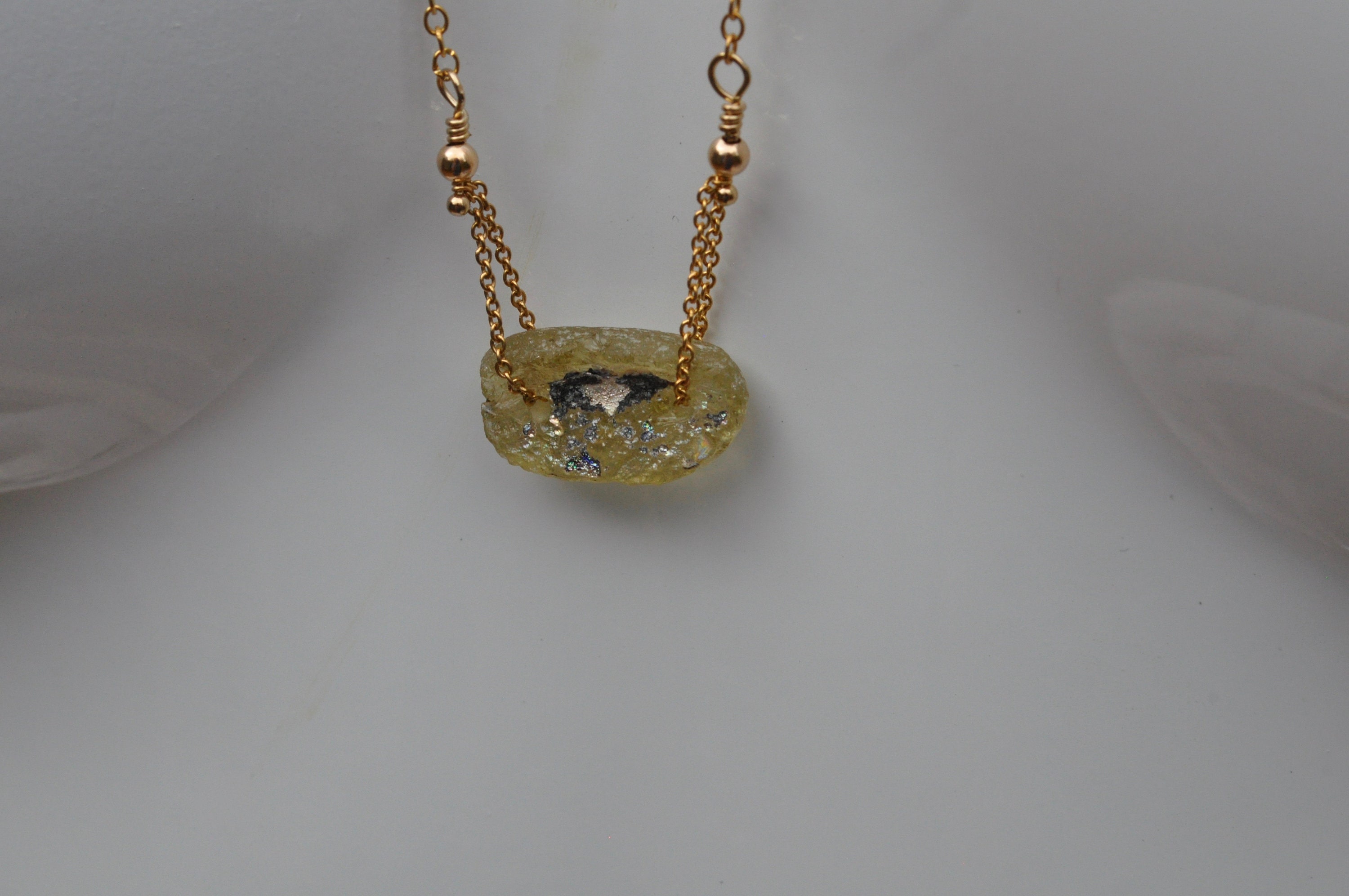 Gold Chain Pendant, Eye of Horus Pendant, Glass Necklace, Green Pendant ...