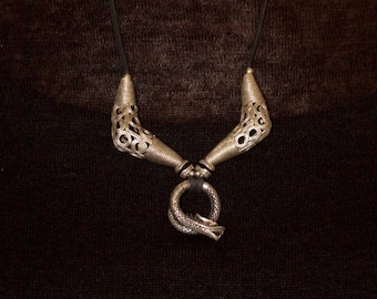 Snake pendant, dragon necklace, African pendant, women&#39;s pendant necklace, men&#39;s necklace, gift for men, unisex necklace. black cord pendant