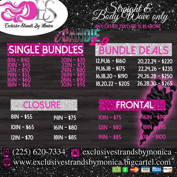 Custom Hair Price List Hair Flyer Bundles List Bundles Etsy