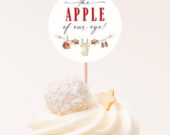 Apple Baby Shower Cupcake Toppers, The Apple of Our Eye Party Decor, Printed or Instant Digital, BA6525