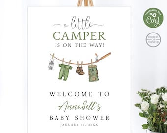 Little Camper Baby Shower Welcome Sign, Instant Editable Digital or Printed, BA-31624