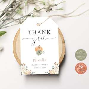 A Little Pumpkin Baby Shower Favor Tags, Fall Pumpkins Party Favor Tag, Editable Instant Digital or Printed, BA-8223