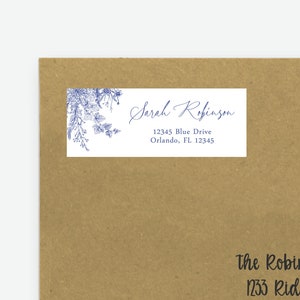 Blue Floral Return Address Label | Something Blue Bridal Shower Address Label | Instant Editable Digital or Printed | BR-31323