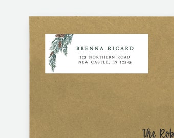 Winter Evergreen Return Address Label, Baby it's Cold Outside Baby Shower Address Label, Instant Editable Digital or Printed, BA8622