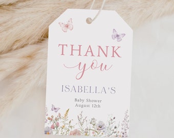 Butterfly Baby Shower Favor Tags, Little Butterfly Party Favor Tag, Editable Instant Digital or Printed, BA52824