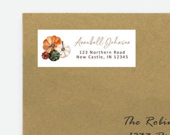 Pumpkin Return Address Label, Fall Pumpkins Address Label, Instant Digital or Printed, BA61724