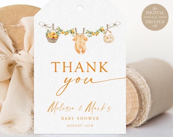 A Little Cutie Baby Shower Favor Tags, Orange Party Favor Tag, Instant Digital or Printed, BA31725