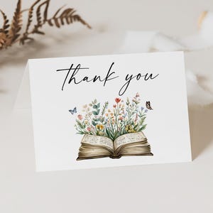 A New Chapter Begins Baby Shower Thank You Cards, Storybook Folded Card Stationery, Instant Editable Digital or Printed, BA32025