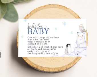 Winter Animal Baby Shower Book Request Insert, Baby it's Cold Outside Books for Baby, Babies Library Insert, Printed or Instant Digital