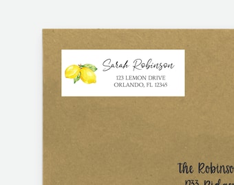Lemon Return Address Label, Instant Editable Digital or Printed